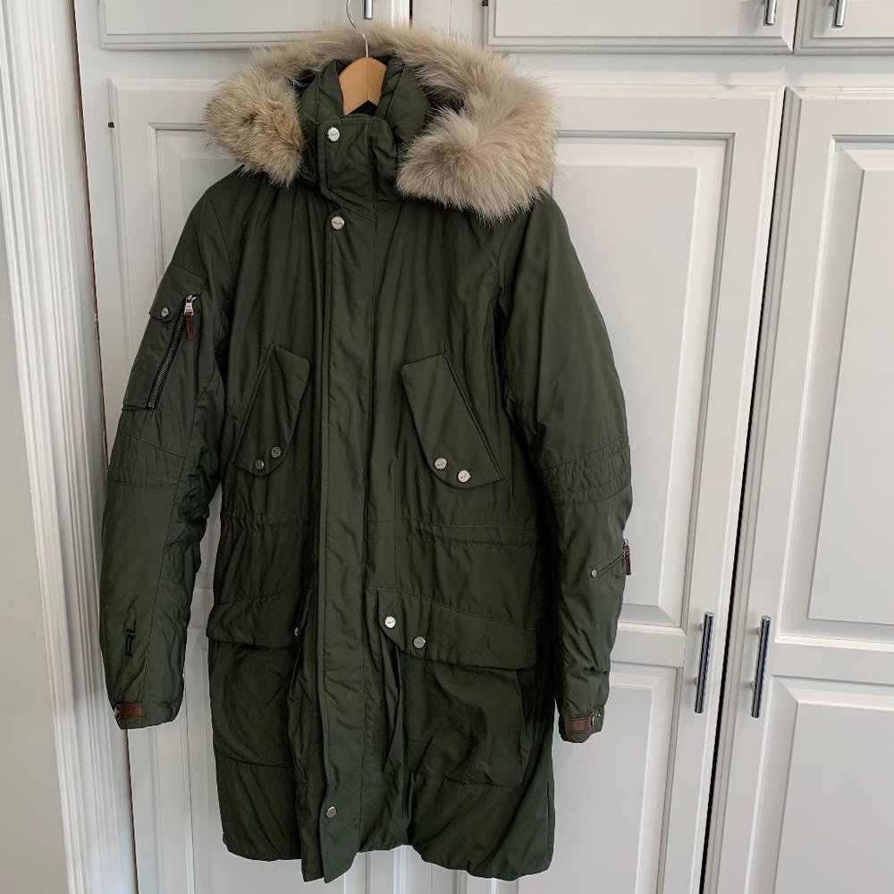 RLX by Ralph Lauren Women's Down Winter Jacket with Coyote Fur Trimmed Hood